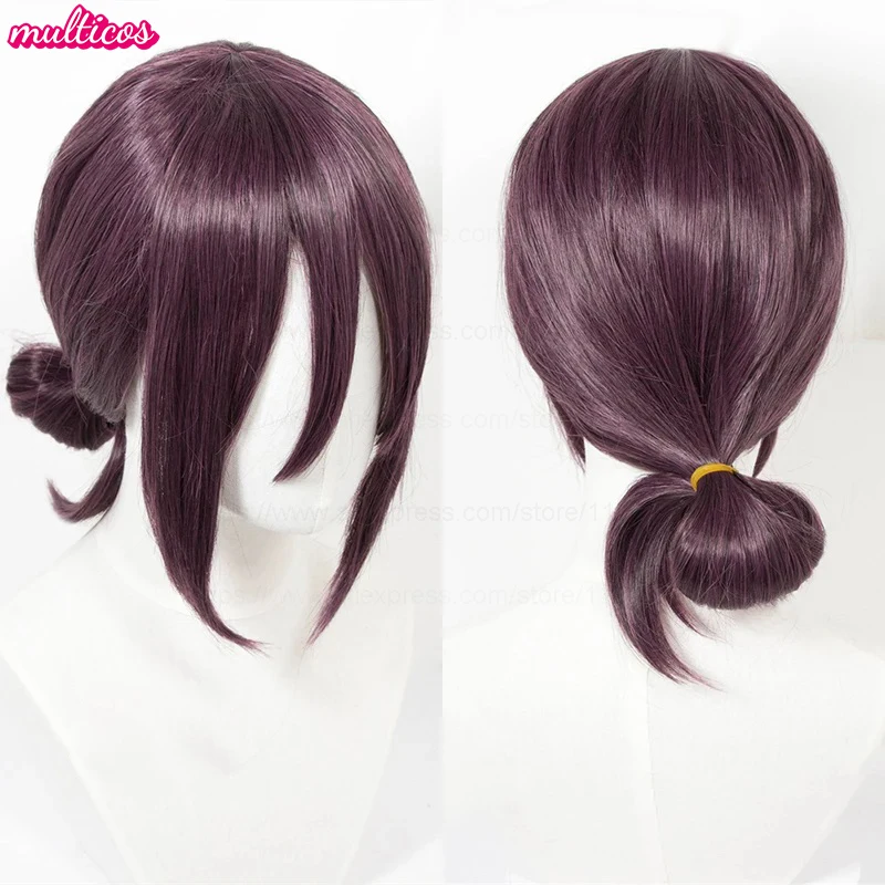 

High Quality Reze Cosplay Wig Reze Wigs Purple Bun Pigtail Heat Resistant Synthetic Hair Anime Wigs + Wig Cap