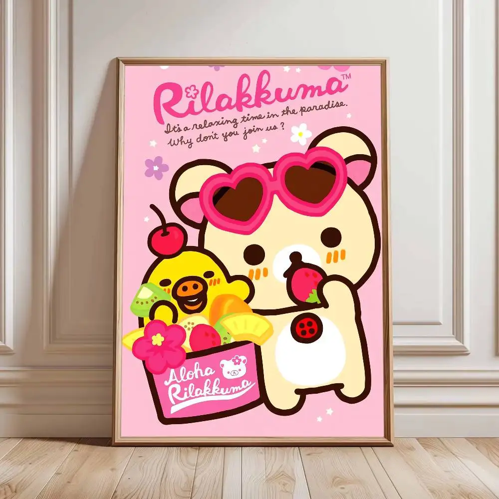 Anime Rilakkuma Anime-Poster, wasserfester Wandaufkleber für Bar, Wohnzimmer, Vintage-Raumdekoration, Druck, Geschenk – Detail 10