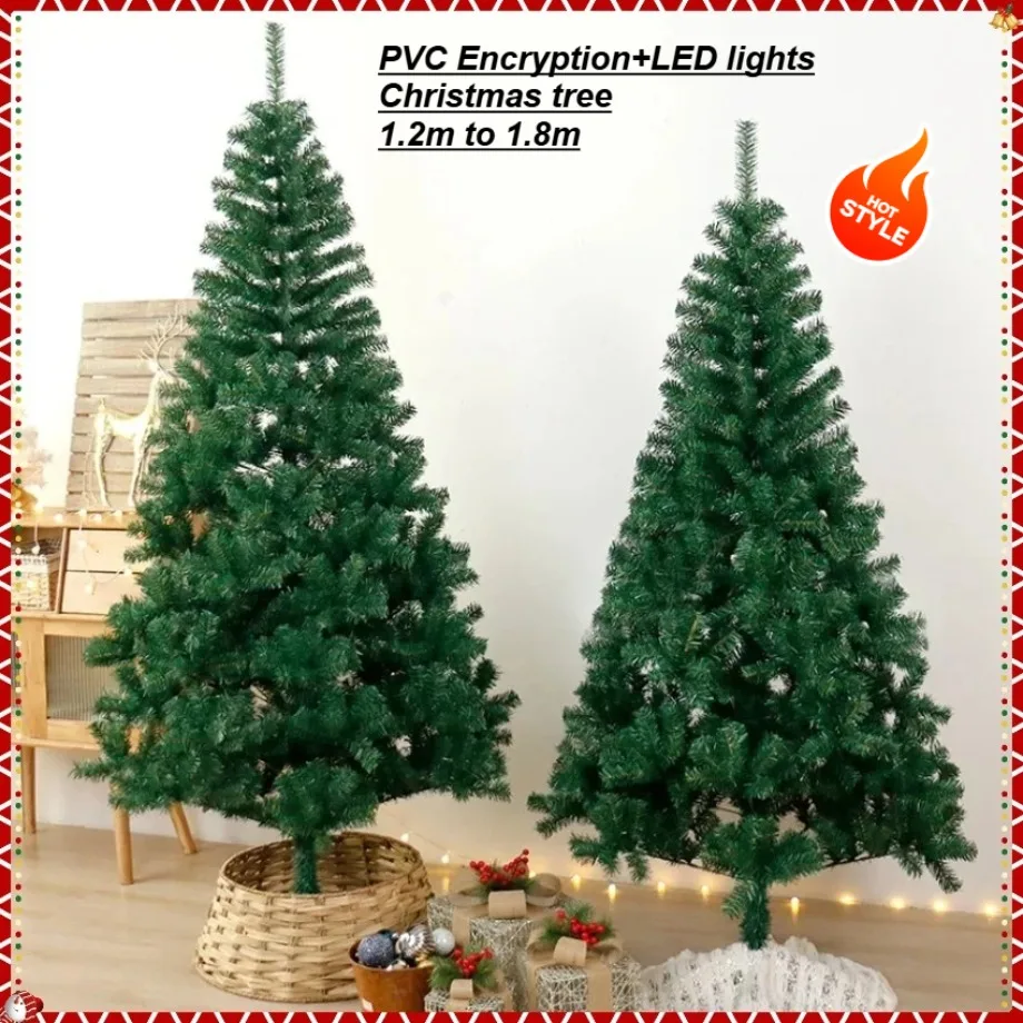 

Artificial Christmas Tree PVC with LED Lights Encrypted Christmas Tree 1.2m-1.8m Christmas Family Hotel Atmosphere Decoration
