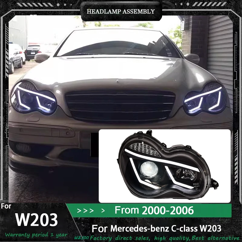 

Фара для Benz W203 C180 C200 C230 C240 C320 2000-2006 светодиодная конструкция «лягучий глаз» Обновление сигналов DRL Модифицированные аксессуары