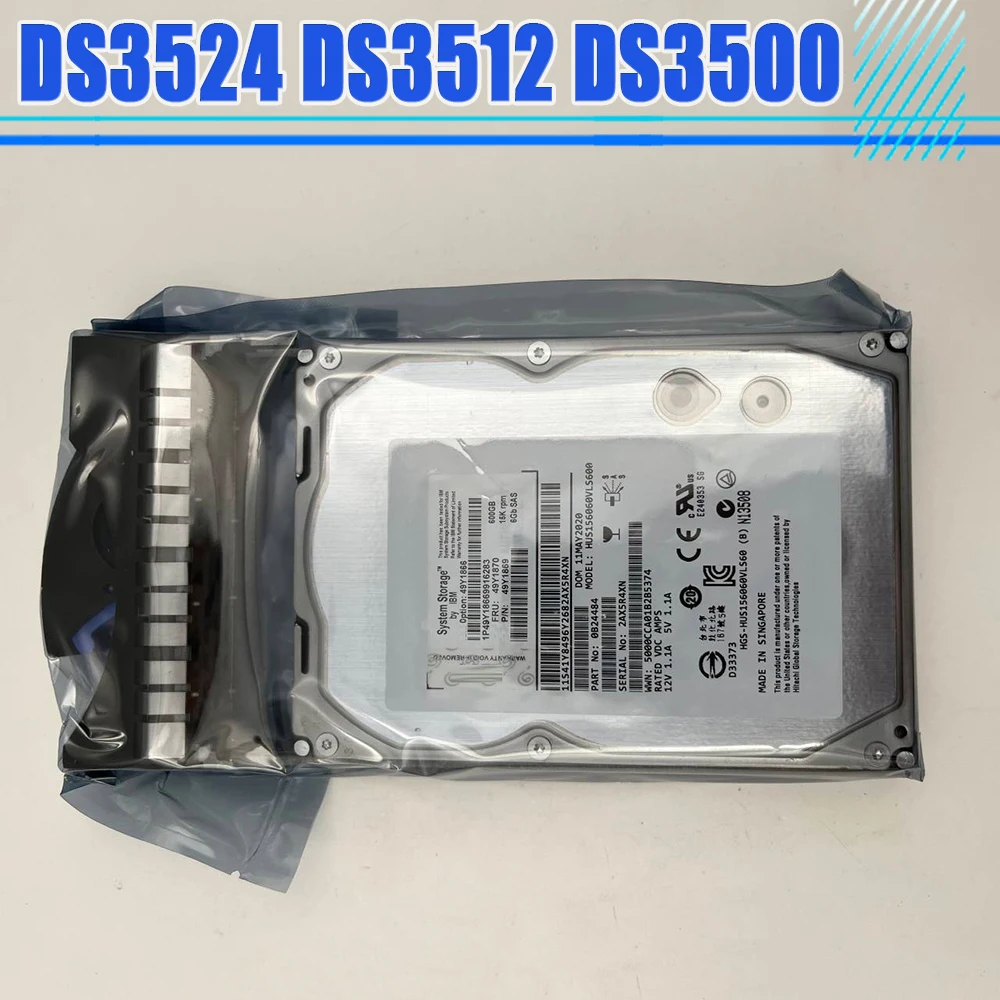 

Для жесткого диска IBM DS3524 DS3512 DS3500 49Y1866 49Y1870 600G 15K SAS 3,5" HDD