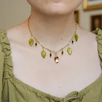 Forest Fairy Mushroom Charm Necklace Fairycore Necklace Y2k Jewlery Set Beaded Necklace
