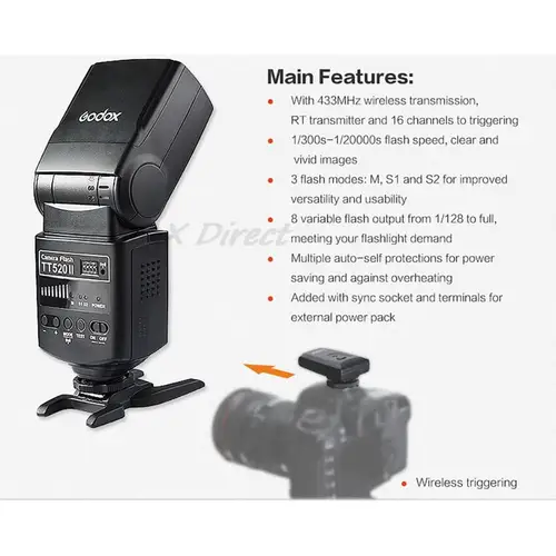 Imagen 2 del producto Godox TT520 II TT560 II Flash luz de vídeo 433MHz lámpara de disparo de Flash de señal inalámbrica para cámaras DSLR Canon Nikon Pentax Olympus