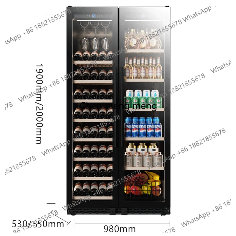 

Double Door Ultra-Thin Red Wine Cabinet Constant Temperature Household Ice Bar Tea Beverage Refrigerator Freezer