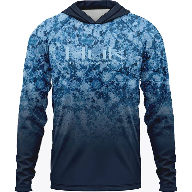 HUK الصيد طويلة الأكمام UPF 50 هود الشمس حماية الأشعة فوق البنفسجية تي شيرت الملابس تنفس الصيد سترة الرجال ملابس صيد السمك ShirtsTop