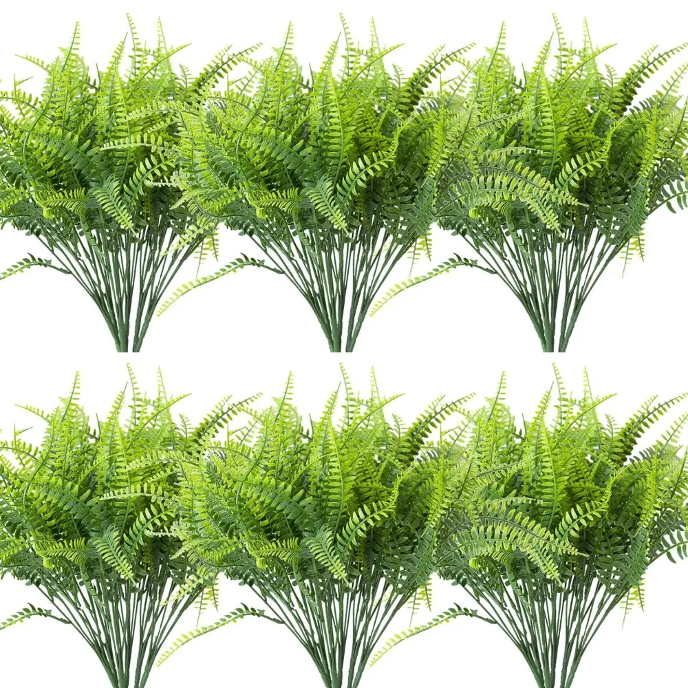 5 Stück Künstliche Pflanzen, Künstliche Boston-Farnbäume, Kunstbäume, UV-beständige Grünpflanzen für Haus, Garten und Dekoration im Freien
