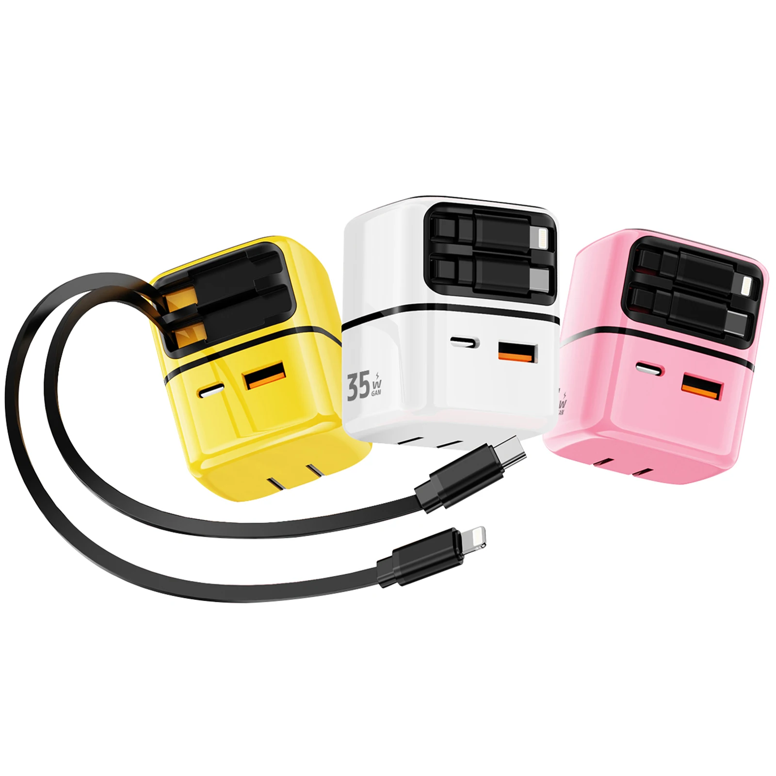 Foldable 35W PD3.0 Type C Cable Fast Charging Mobile Phone Charger OTP Protection Dual-Line SCP Adapter EU/US