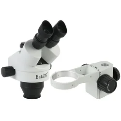 7X-45X Simul-Focus Parfocal Continuous Zoom Trinocular Stereo Microscope Head 76mm Diameter Holder Focus Arms for Education