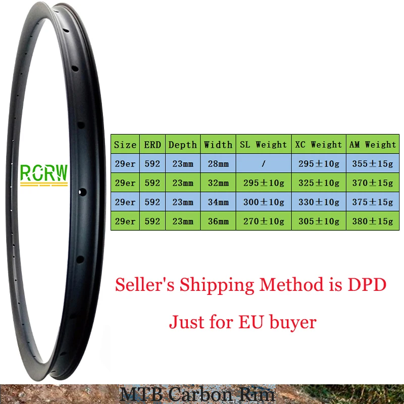 29er SL XC AM 270g-380g 28/32/34/36X23mm MTB 28/32/34/36mm Wide Carbon Rim 23mm Deep Asymmetric Tubeless UD 3K 12K 24 28 32 Hole