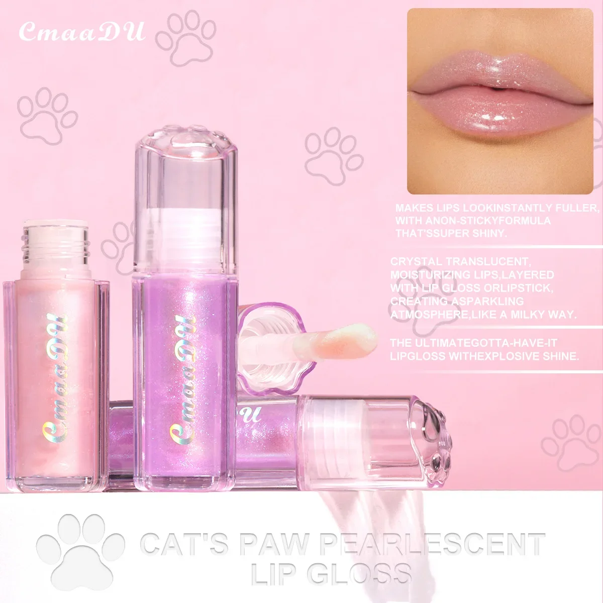 Perłowy błyszczyk do ust z efektem lustra, żelowy tint do ust, seksowny, prześwitujący, fioletowo-różowy, nawilżający, długotrwały błyszczyk do ust, szminka.