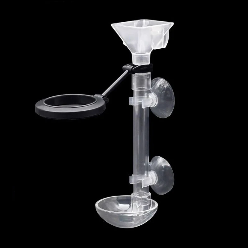 【セール中】アクリル水槽用フィッシュフィーダー 透明チューブ 伸縮式 多機能 魚タンク用フードディスペンサー 給餌リング付き