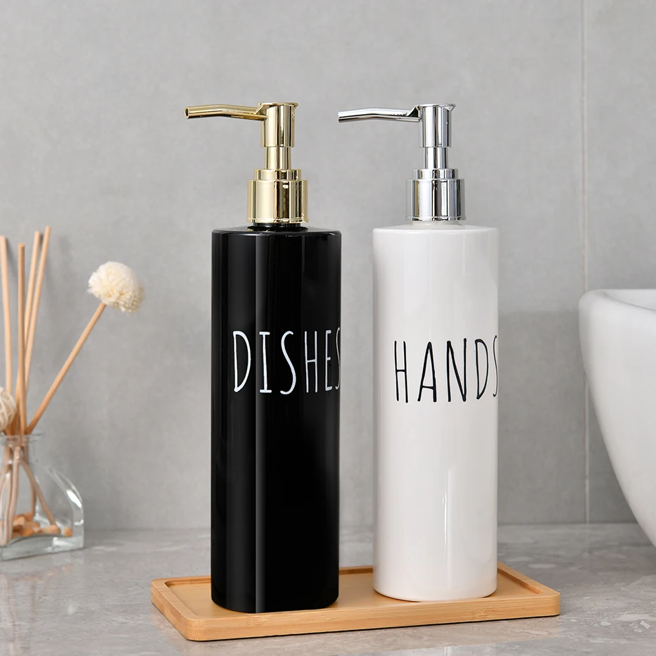 Kitchen Soap Dispenser White Dish Soap Dispenser and Hand Soap Bathroom Refillable Shampoo Shower Gel Bottle Mesa Adornment Bott