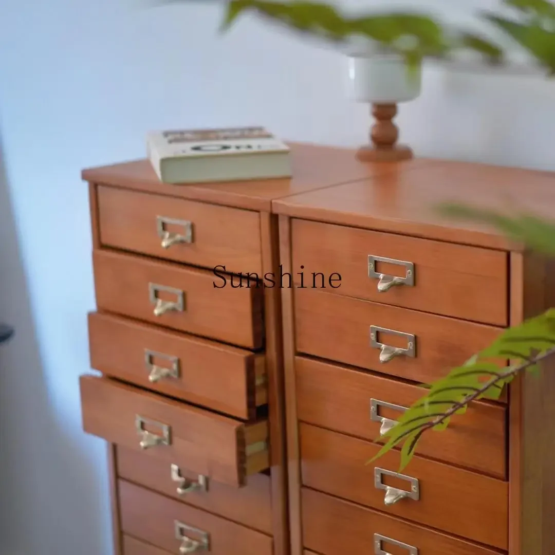 Retro furniture Solid wood porch Drawer cabinet Living room storage Twelve buckets MagazinesX
