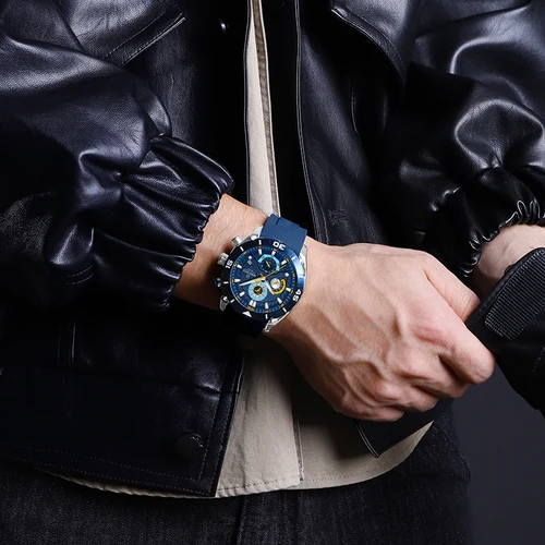 Imagen 2 del producto NAVIFORCE, reloj cronógrafo creativo con correa de silicona suave para hombre, reloj informal salvaje resistente al agua para hombre, reloj de pulsera deportivo de cuarzo para hombre