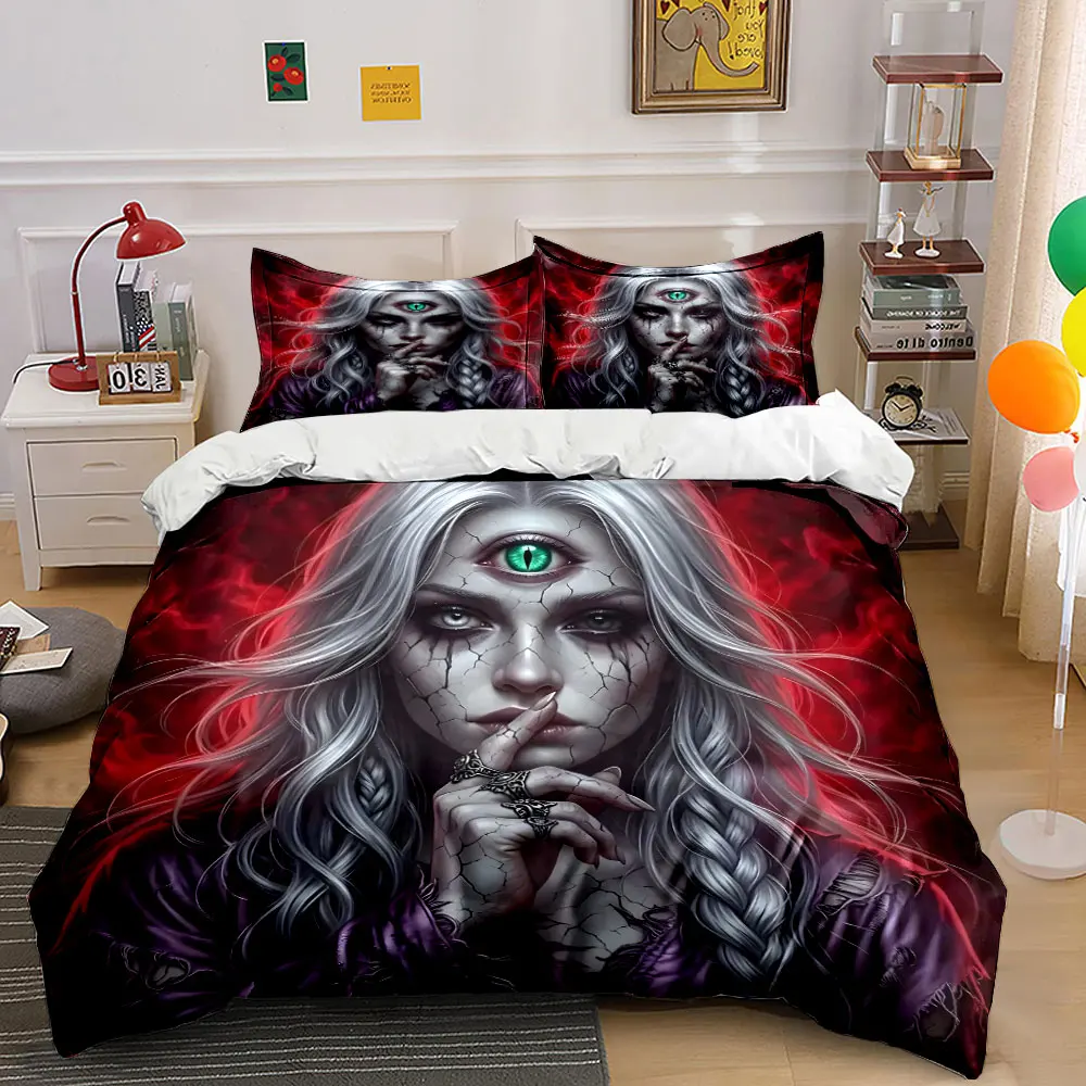 Mysterious woman with cracked skin Print Bedding Set 1 Duvet Cover 2 Pillowcases for Adult and Children Luxury Gift Full Size