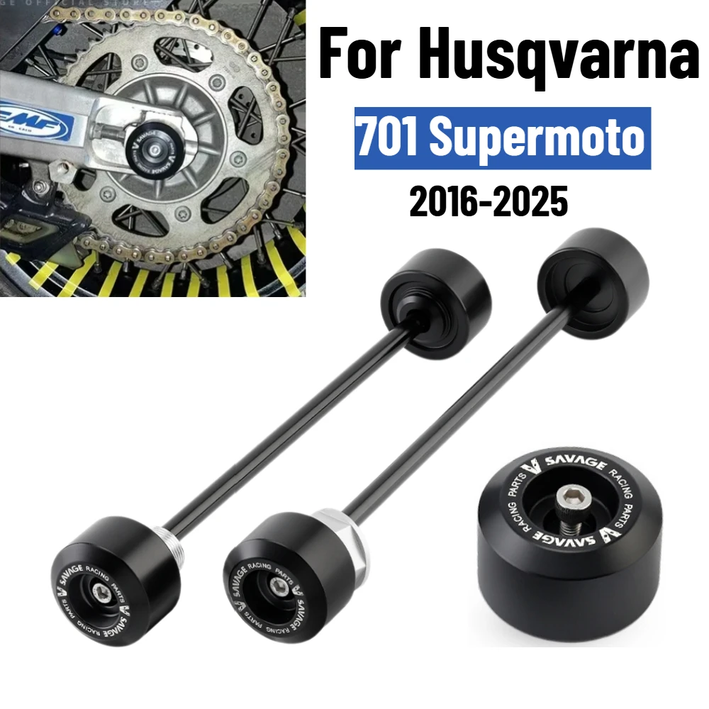 For Husqvarna 701 Supermoto 2016-2025 Motorcycle Front Rear Wheel Fork Axle Sliders Swingarm Slider Frame Anti Crash Protector