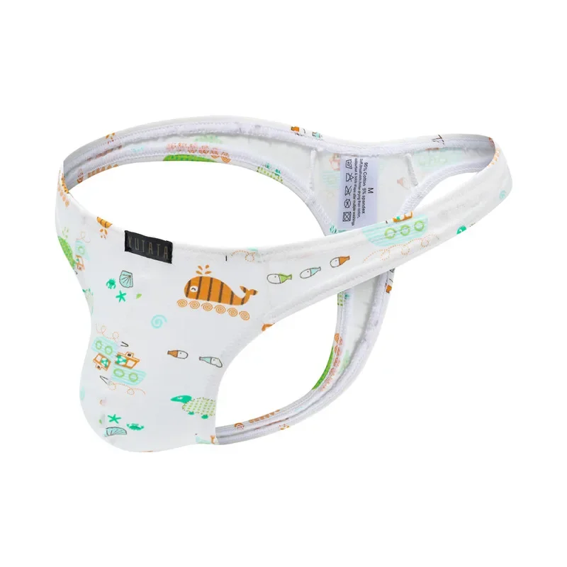 Breathable Cotton Low Waist Gay Men Sexy Underwear Thong Men Jockstrap Popular Mens Thongs and G Strings Cartoon Print