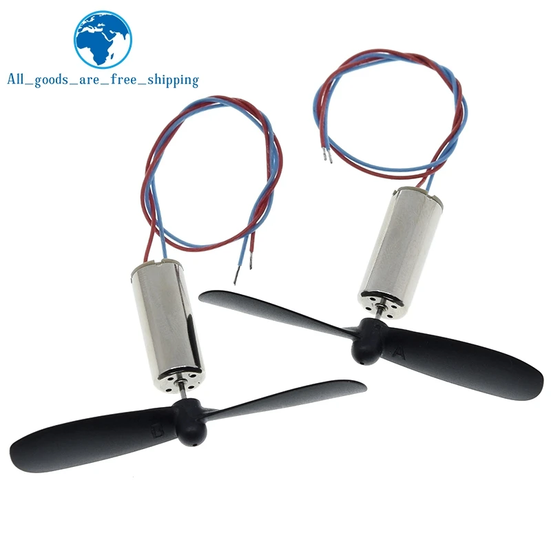 TZT 1set=2pcs DC3.7-4.2V 716 7*16MM Micro DIY Helicopter Coreless DC Motor With Propeller Great Torque High Speed Motor