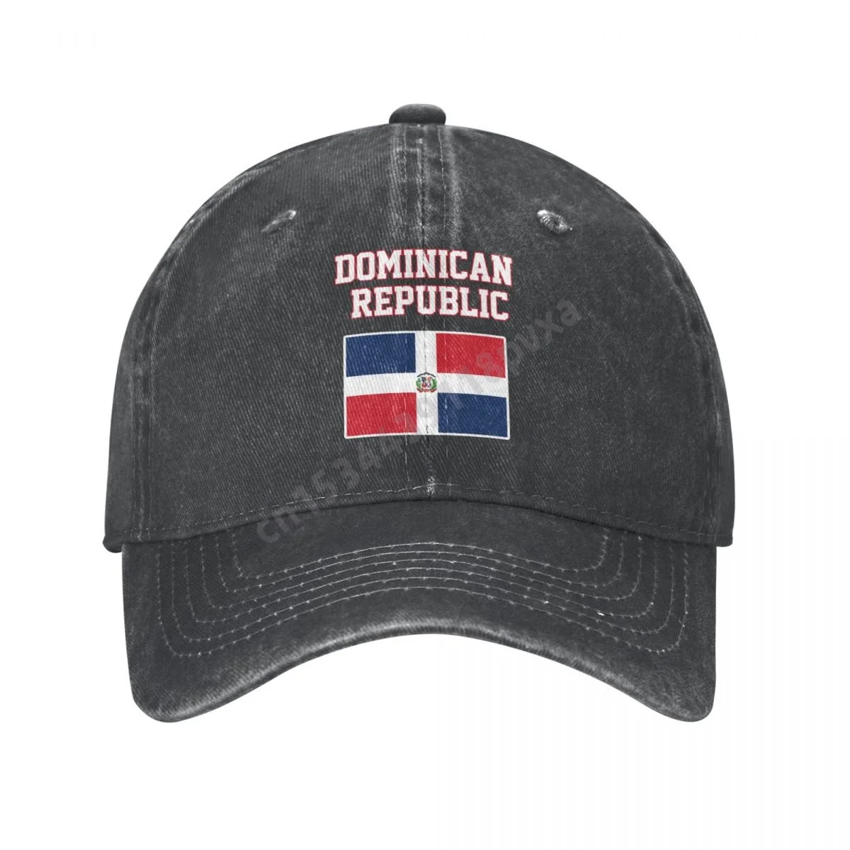 

Dominican Republic Flag Unisex Adult Charcoal Washed Denim Baseball Cap Men Classic Vintage Cotton Dad Trucker Hat