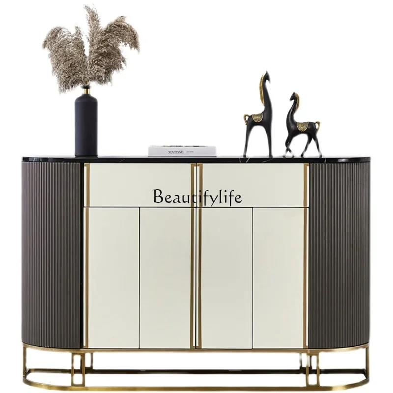

*Light Luxury Home Modern Minimalist Hallway Marble Table Entrance Cabinet Decorative Storage Shoe Cabinet