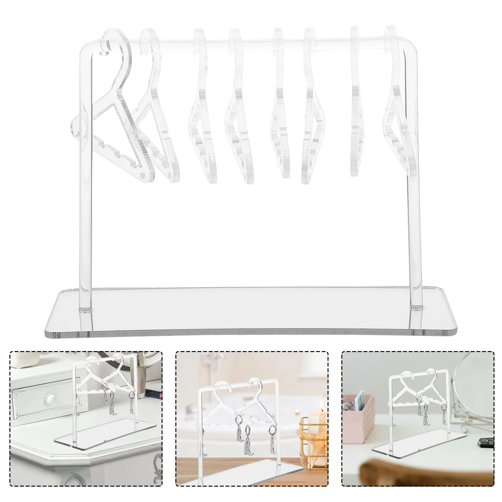 

1Set Acrylic Earring Display Stand Chic Jewelry Organizer Holder Hanger for Earrings Necklace Storage Rack Desktop Jewelry