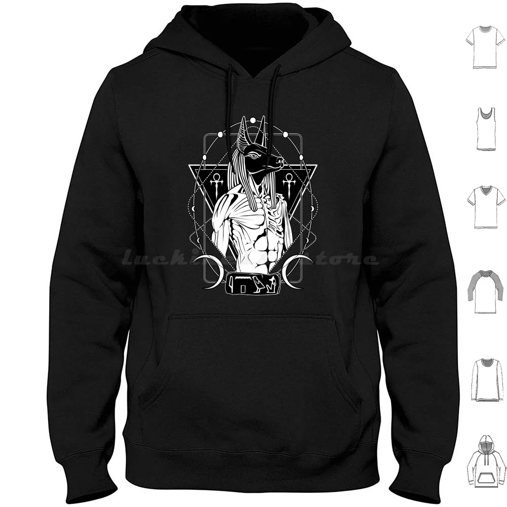 Anubis-God Of Afterlife And Mummification Hoodies Long Sleeve Anubis God Ancient Egypt Mythology Old Gods Dead Death