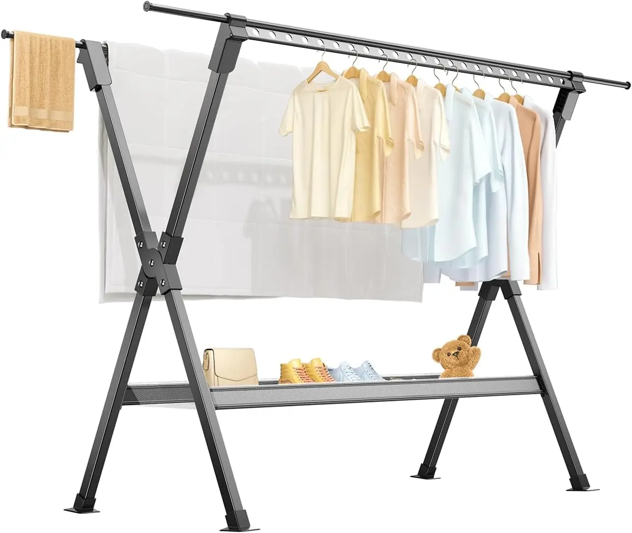 Tendedero de ropa, tendedero plegable retráctil, tendedero de ropa de alta capacidad para interiores y exteriores, tendedero de ropa de aleación de aluminio wi
