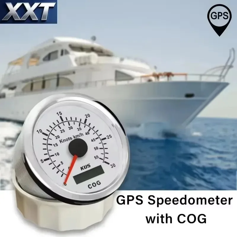 XXT  85mm Universal GPS Speedometer 15 30 60 Knots with Course over Ground for Boat Yachts with Red Yellow Backlight