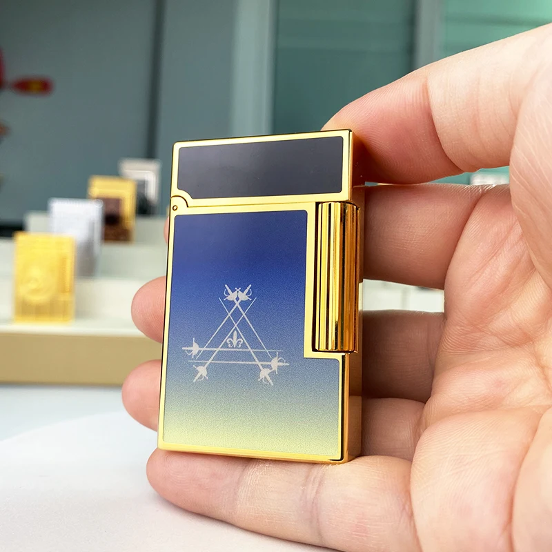 

Новая памятная серия, роскошная зажигалка с одним и двойным пламенем Ping Sound, бутановая зажигалка для курения сигарет с натуральной краской 19001