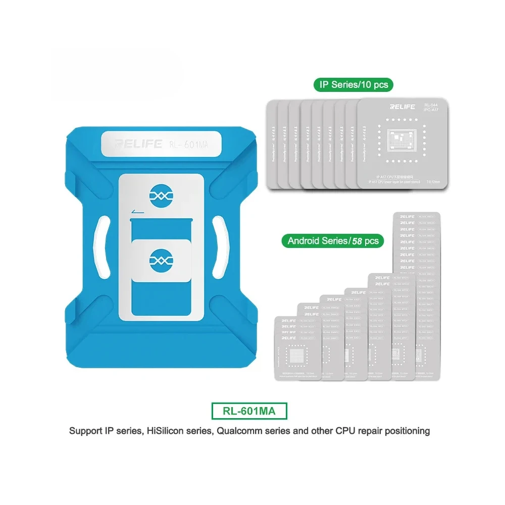 RELIFE RL-601 MA IP CPU Tin Planting Platform Set For iPhone A8-A16 Motherboard MTK EMMC Qualcomm HUAWEI CPU Welding Repair Tool