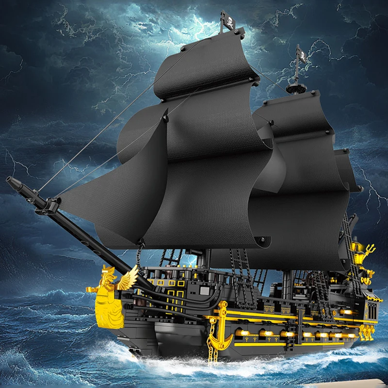 Large Pirates The Black Pearl Ship Building Blocks Set MOC Movie Series Boat Model Bricks Kids Assembled Toys Gifts For Boys