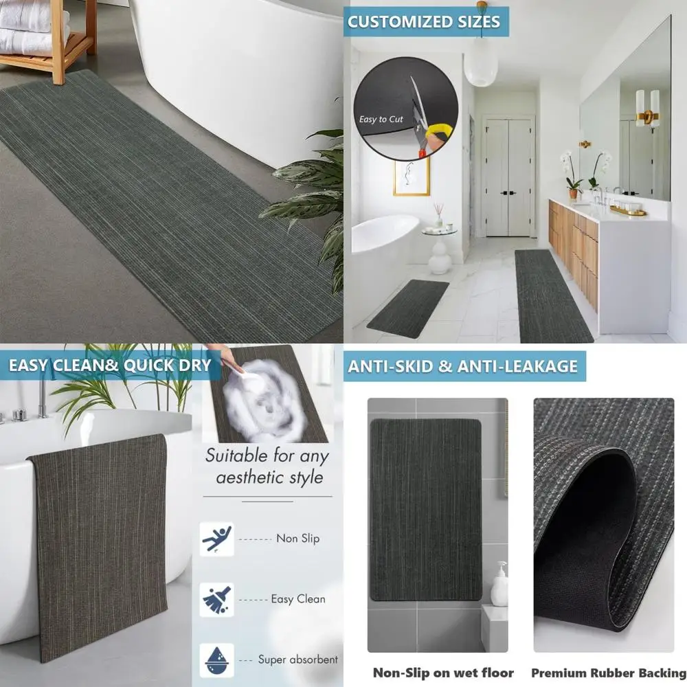 

Резиновые нескользящие, быстросохнущие, супервпитывающие тонкие коврики для ванной комнаты по индивидуальному заказу, моющиеся и приятные для двери.