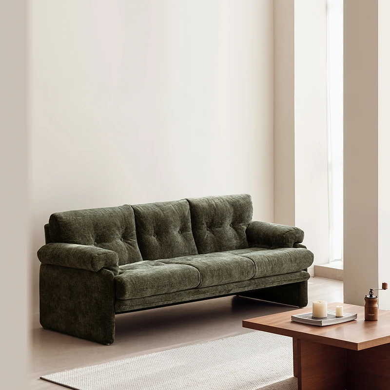 

Mid-century Small-sized Living Room Sofa, Retro Designer High-foot Style Fabric Cream Style Lazy Comfortable Sofa Furniture FYLS