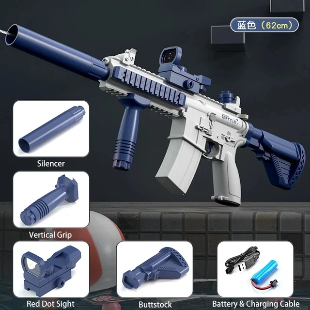 Elektrisch waterpistool voor volwassenen M416, krachtige spray, automatische waternevel, buitenspeelgoed voor kinderen op het strand in de zomer, kindercadeau