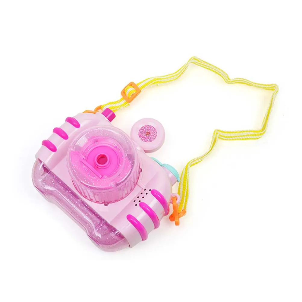 Cartoon Camera Bubble Maker Machine Light and Making Toy with 2 Bottle Bubble Water without for Children (P
