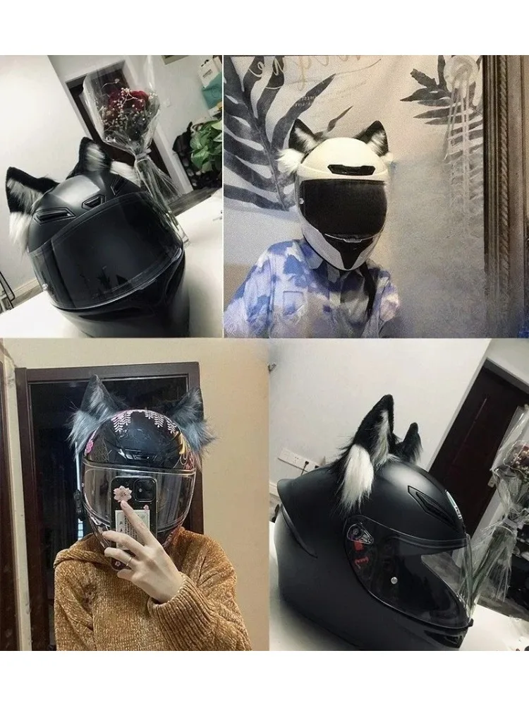 Doseei-キツネの耳のヘルメットオーナメント、オートバイのライダー、スキーヘルメット、猫とオオカミの耳、注目を集める装飾