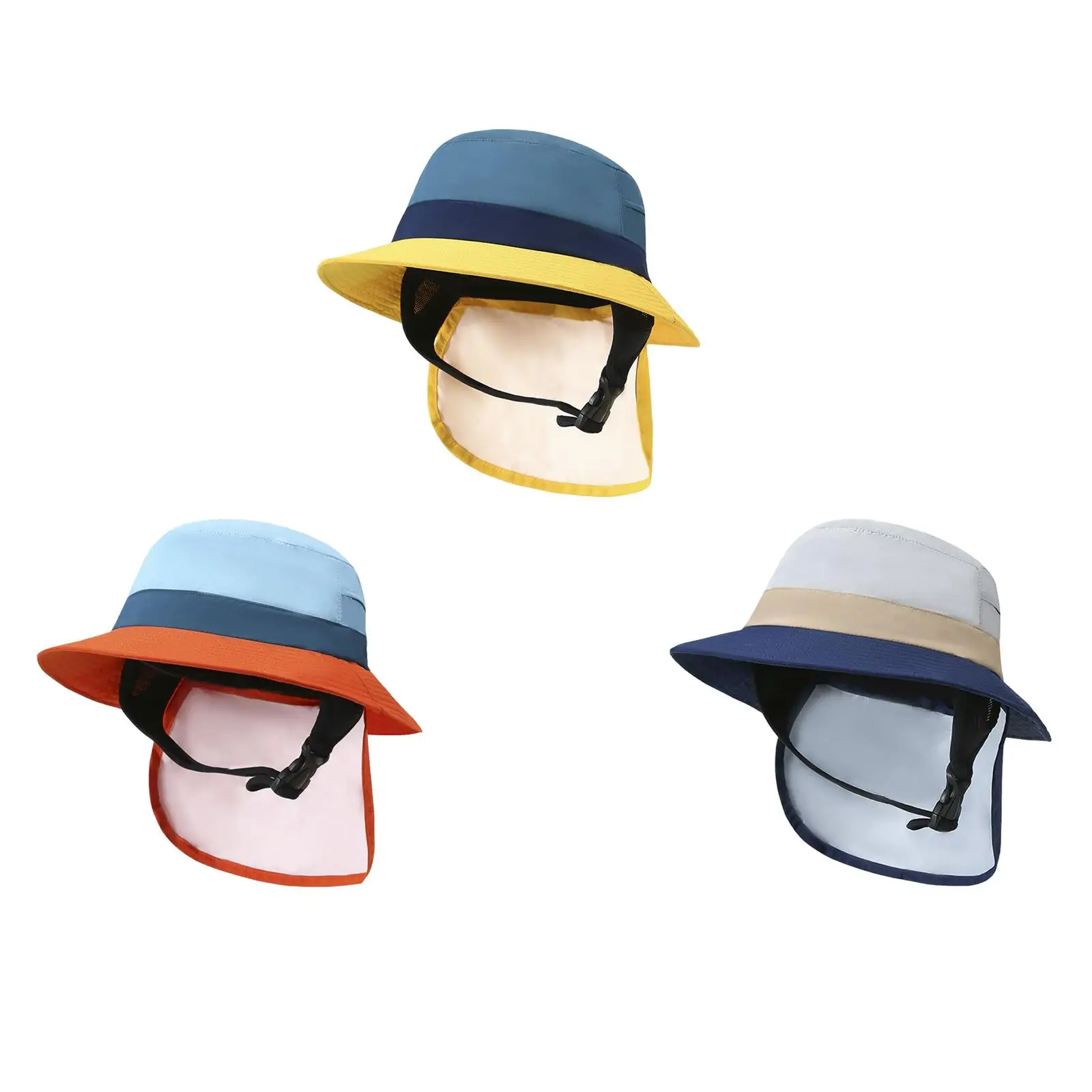 

Surf Bucket Hat with Chin Straps Summer Sunscreen Waterproof Wide Brim Fisherman Hat for Outdoor Beach Hiking Boating Men Women