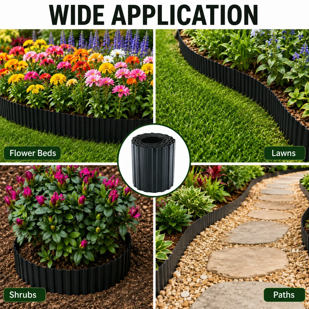 Flexible Garden Edging Border 10/15/20CM Height Plastic Lawn Edge Fence No Dig Landscape Border For Flower Beds Yard Path Decora