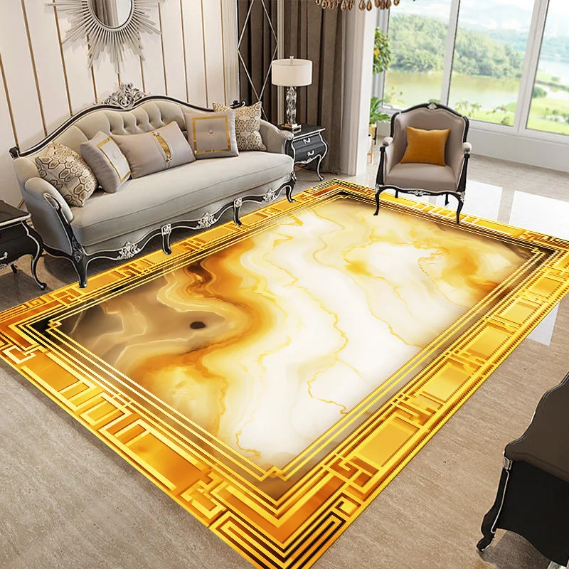 Golden and Luxury CARPET FOR LIVE ROOM Gorgeous Design Rugs for Bedroom 140x200cm Big Size Floor Mats for Dining Room Decoration