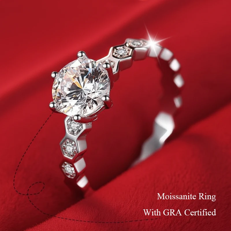 

0,5-1,0 карата GRA сертифицированное серебро S925 улей дизайн муассанит кольцо для женщин классический стиль волнистая бесплатная подарочная коробка ювелирные изделия