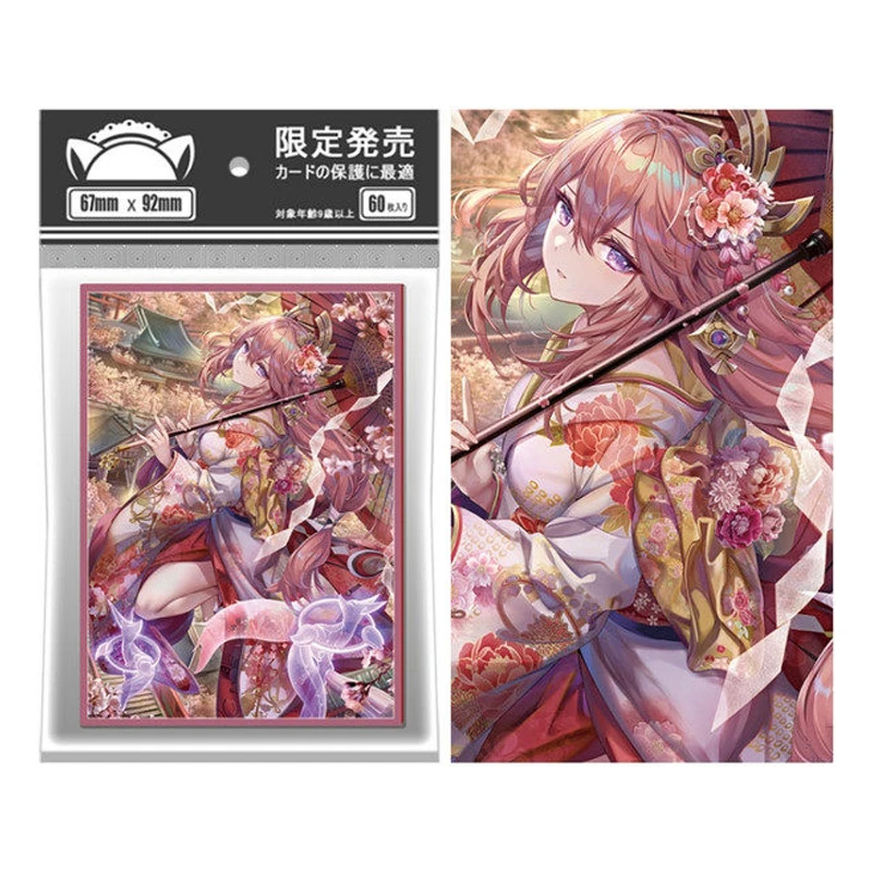 60Pcs/set 67X92Mm Diy Self Made Genshin Impact Yae Miko Card Sleeves Color Flash Yae Miko Card Protective Cover Gift Toys