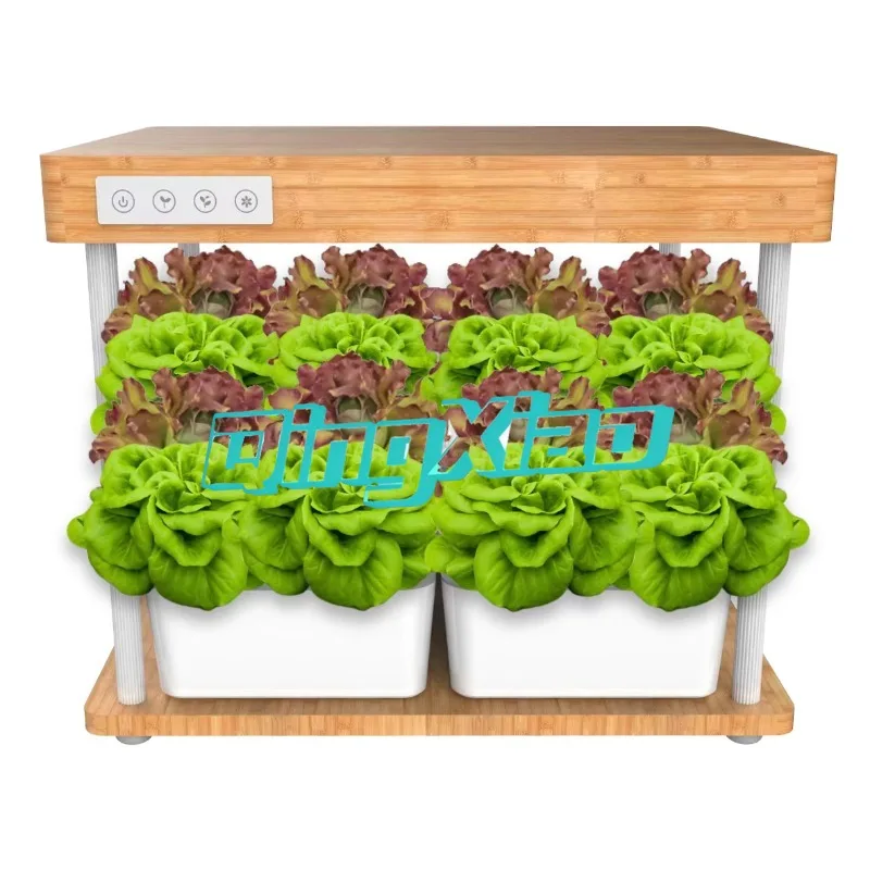 Intelligent Hydroponic Bamboo Planter With Growth Light For Desktop Office Balcony Indoor Eco Home Soilless Cultivation