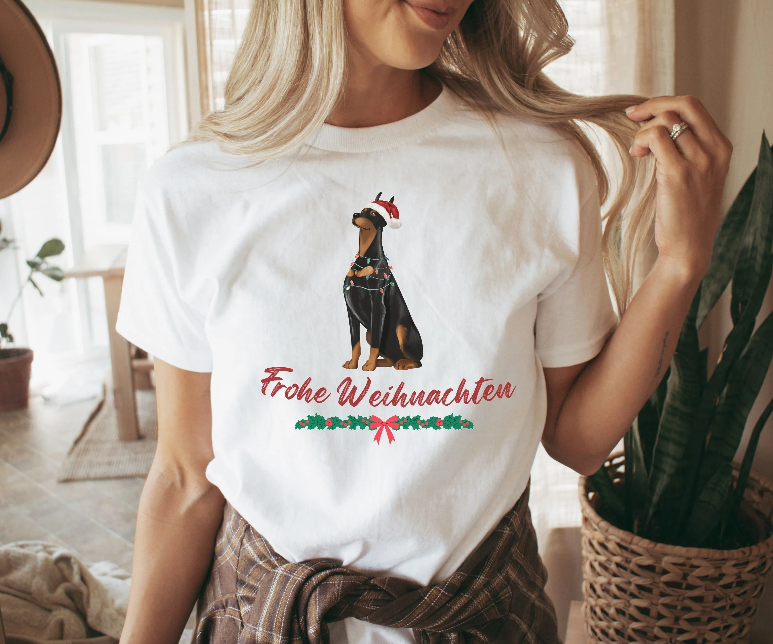 Cute Doberman Christmas Shirt Gift Personal For Dog Owners Funny T With A Festive Motif