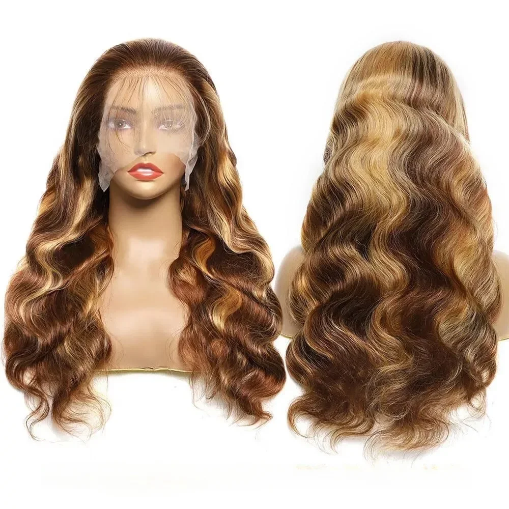 200% Dichtheid Kanten Voorkant Pruiken 100% Echt haar Body Wave 4/27 Hoogtepunt 13x4 13x6 HD Kant Frontaal Gekleurd 32 36 Inch Menselijke pruik