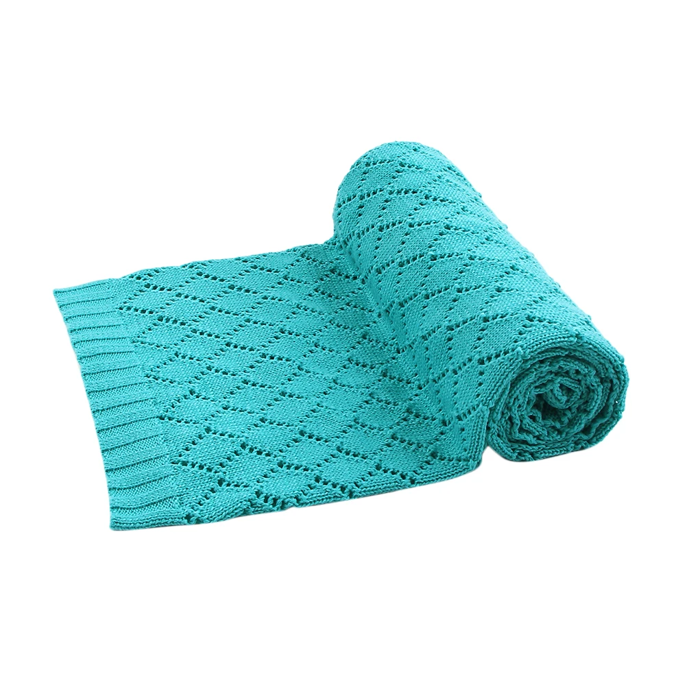 

Baby Blanket Infant Warm Stroller Knit Hollowed Thick Lake Green Winter Toddler Sleeping