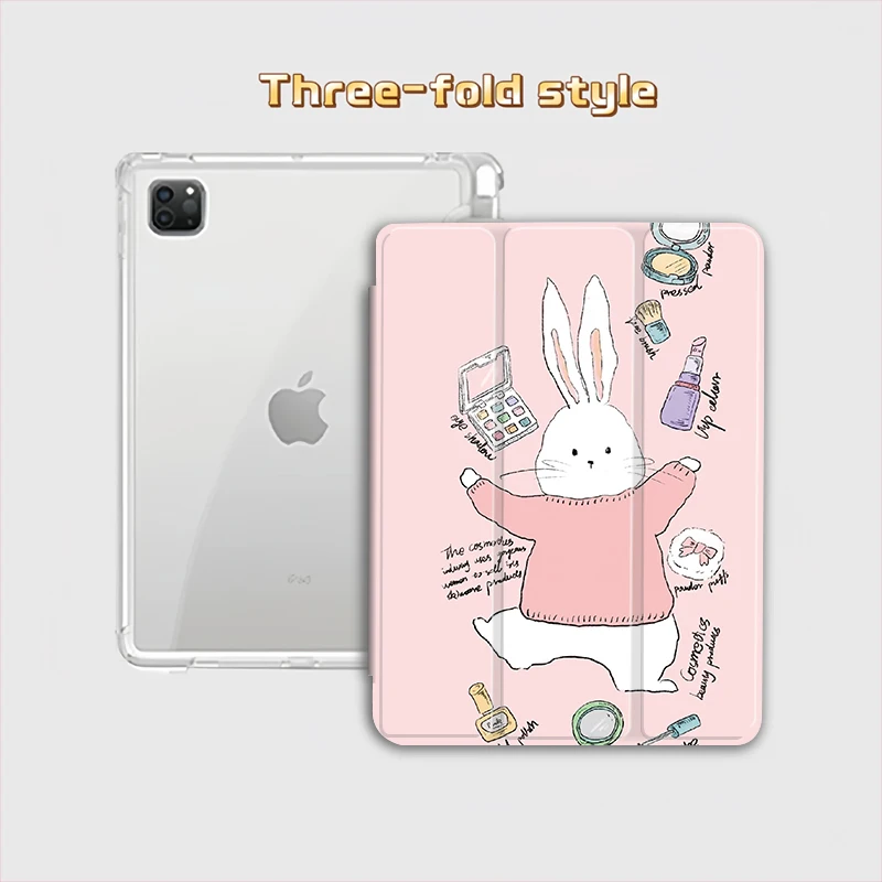 

Чехол для планшета с розовым кроликом, подходит для iPad Pro 10/11 дюймов 2020/6-го/7-го/8-го поколения/Air 3-го/Air 4-го/9-го поколения/Air 5-го поколения 2022/Air