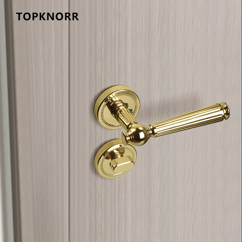 Imagem -05 - Quarto Split Silent Door Lock Nordic Pvd Gold Maçaneta de Madeira do Agregado Familiar American Retro Light Luxury