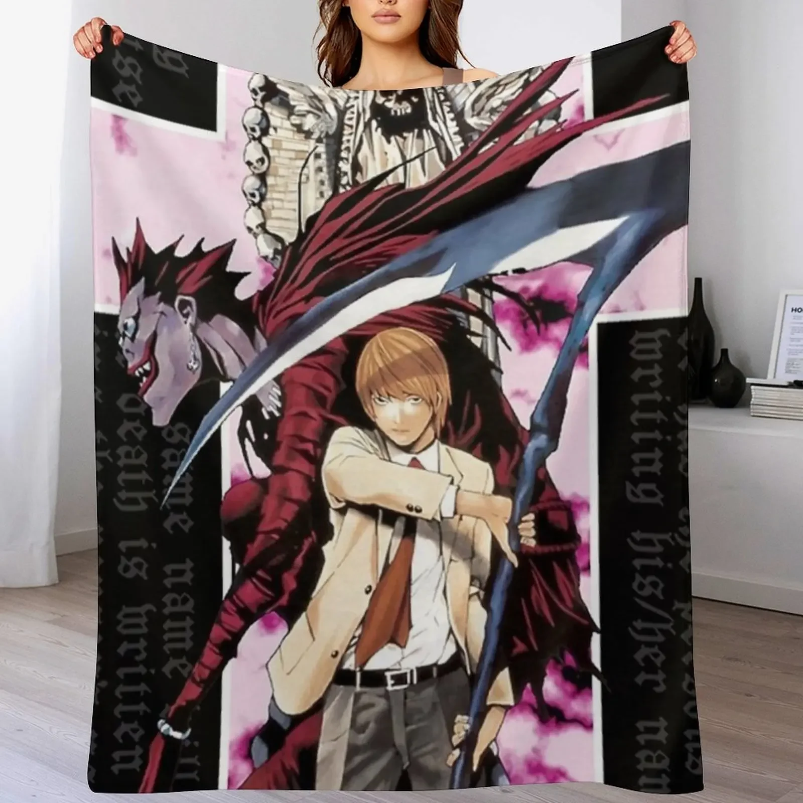 

Kira's With Deadly Note Throw Blanket Bed Fashionable Soft Beds Decorative Throw Nap Blankets