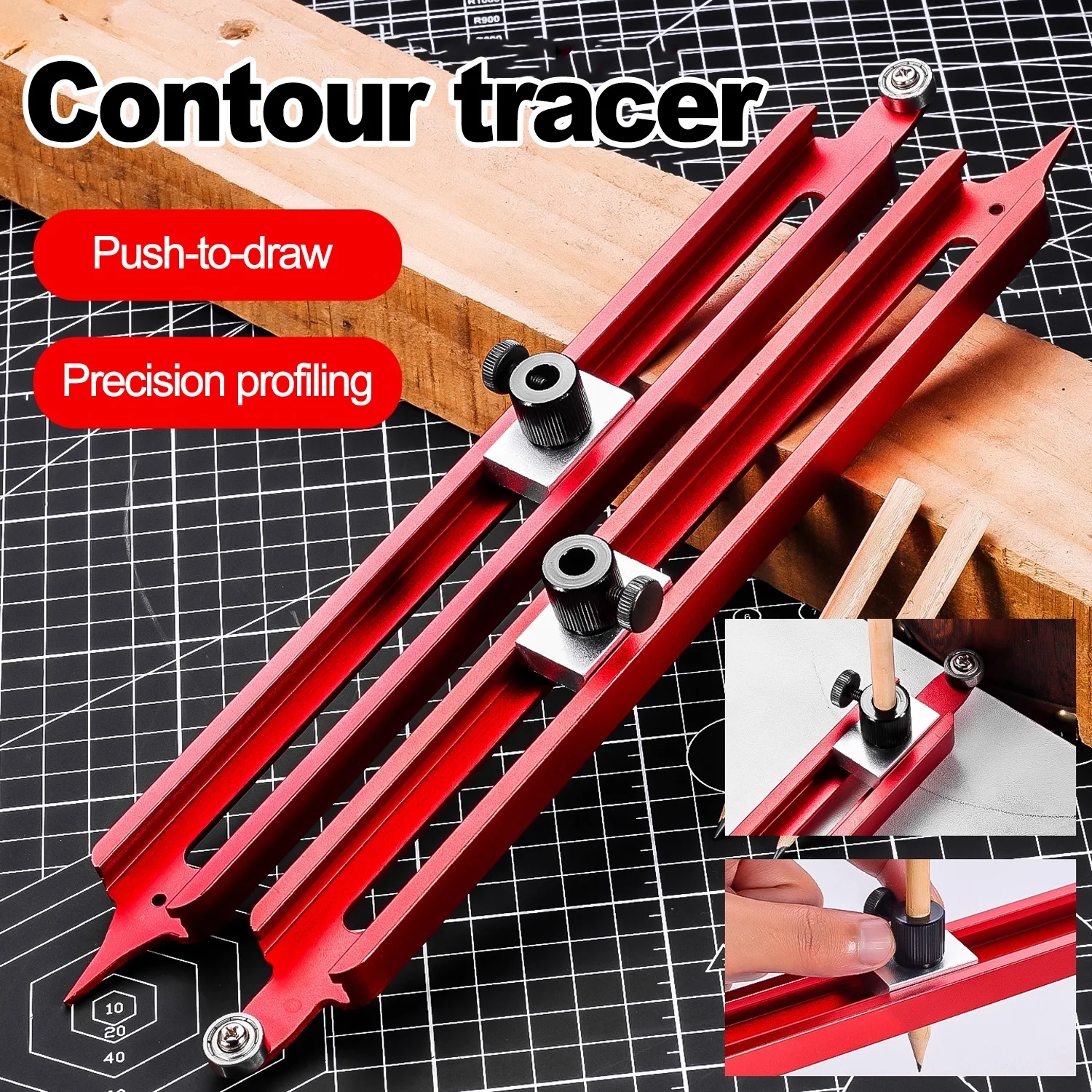 

Contour Gauge Scribe Tool Profile Scribing Ruler Adjustable Pencil Holder Woodworking Edge Corner Measuring Profile Duplicator