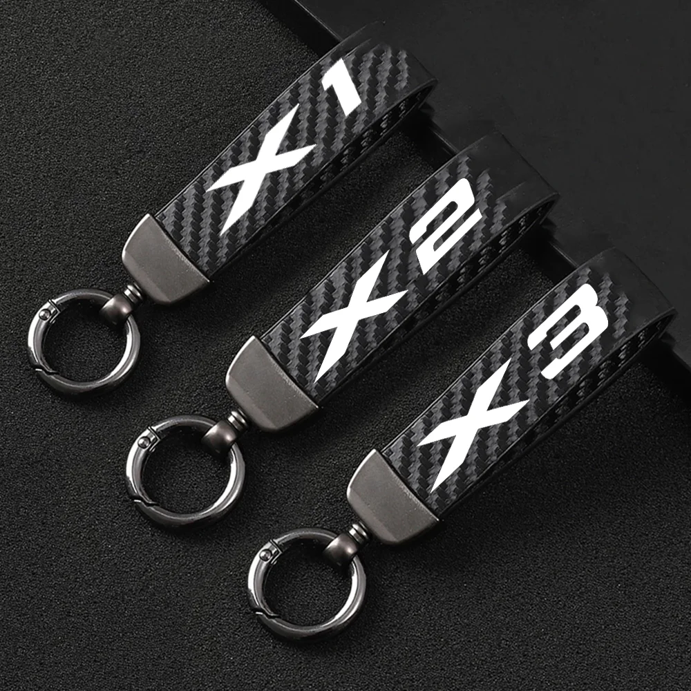 For BMW X X1 X2 X3 X4 X5 X6 X7 Car Carbon Fiber Pattern Rope Key Chain New Fashion Auto Keyrings Holder High-Grade Styling Parts